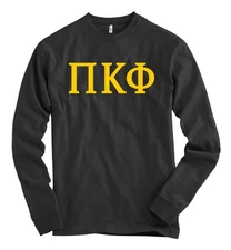 Pi Kappa Phi Bella + Canvas Black Long Sleeve T Shirt Pi Kapp dLetters *NEW*