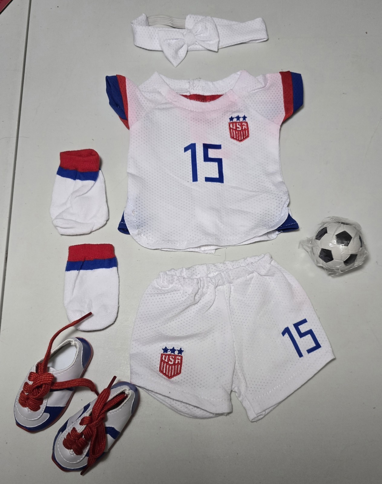 18" Doll  USA Soccer Complete Outfit With Ball