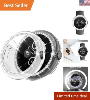 2-Pack of Clear Rhinestone Screen Protectors for Google Pixel Watch 3/2/1, 41mm