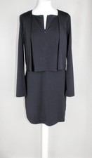 COS Womens Black Stretch Shift Dress Open Front Overlay Long Sleeve UK 10