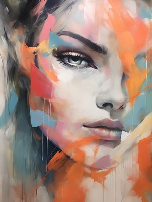 Wandbild: Porträt einer schönen jungen Frau mit hellem Make-up und [...]