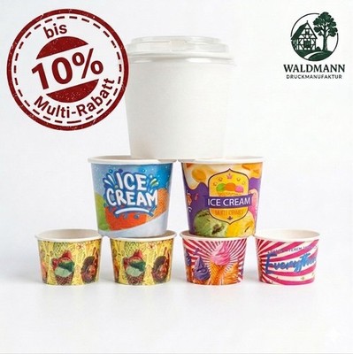 Eisbecher Slush Becher Pappe rund  Dessertbecher 100 - 600 ml  ,100 - 1000 Stück