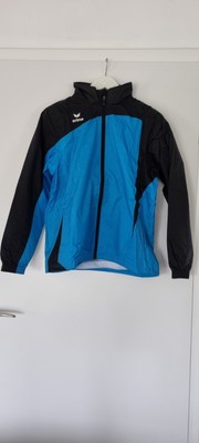 Neuwertige Erima Regenjacke mit Kapuze in Größe 164 - blau schwarz