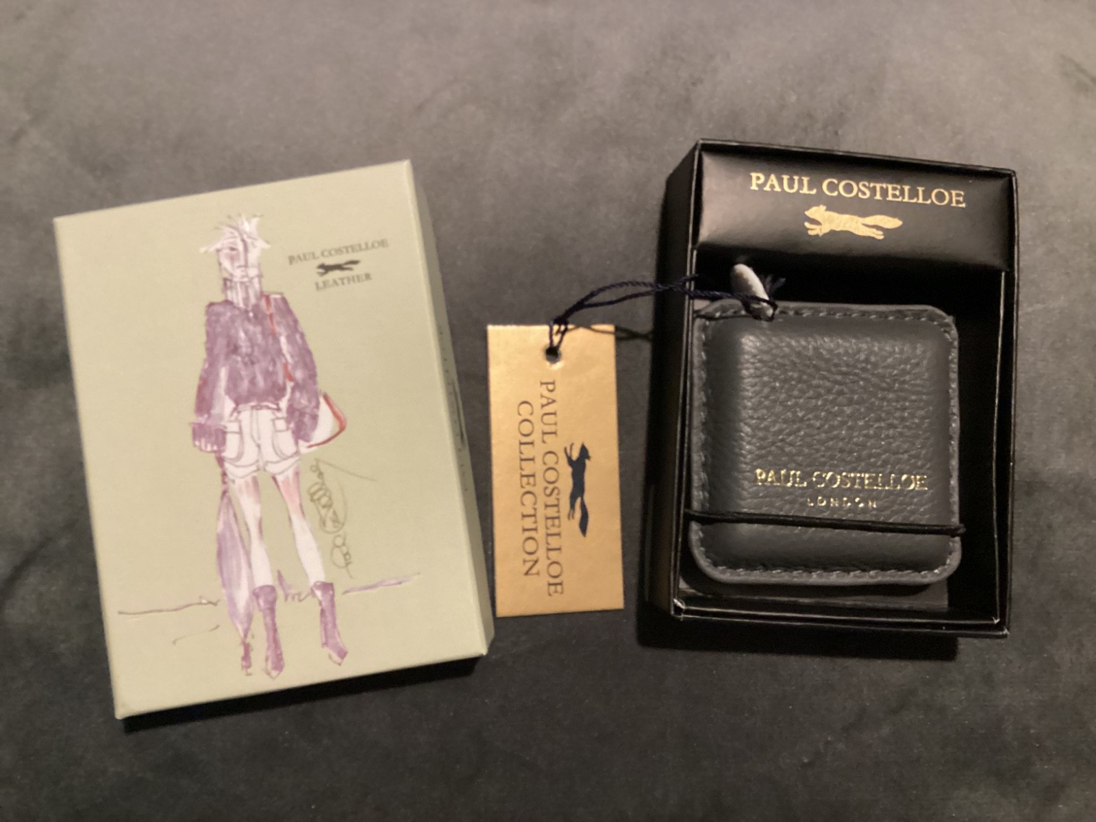 BNIB New Paul Costelloe Grey Leather Handbag Tape Measure - Retractable