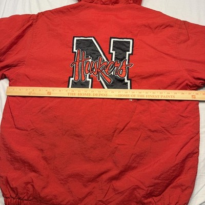 Vintage Nebraska Cornhuskers Jacket Mens XL Red Starter Hooded