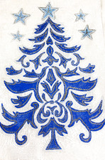 Christmas Tree Needlepoint Canvas 18 mesh Hand painted Blue Silver 16x12"