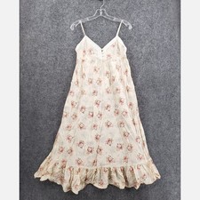 VINTAGE Victorias Secret Floral Lace Maxi Slip Dress Womens XS Tan Gold Label
