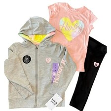 Hurley Girl  s Hoodie Leggings Shirt 3-piece Set Size 4 NWT