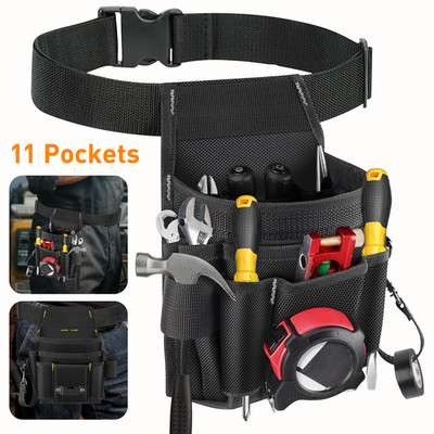 Heavy-Duty 11-Pocket Tool Bag Waist Pouch Adjustable Belt Waterproof Organizer