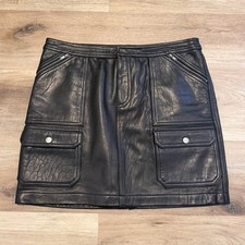 Vintage Polo Ralph Lauren Embossed Leather A Line Mini Skirt Size 10 Moto Goth