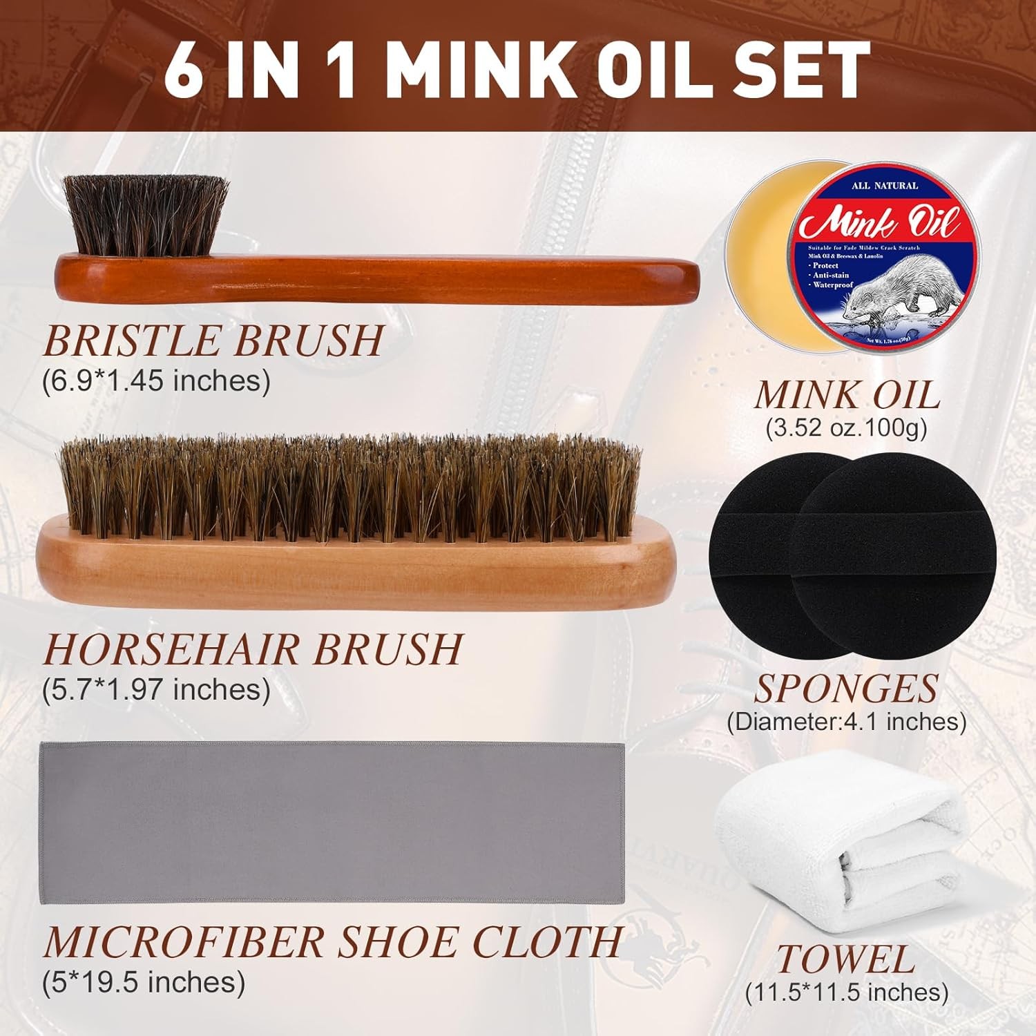6in1 Mink Oil, 3.52 OZ Oil for Leather Boots,Leather Conditioner and... 