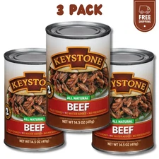Keystone Meats All Natural Beef 3 Cans | Fully Cooked 14.5 oz Canned Meat Bulk