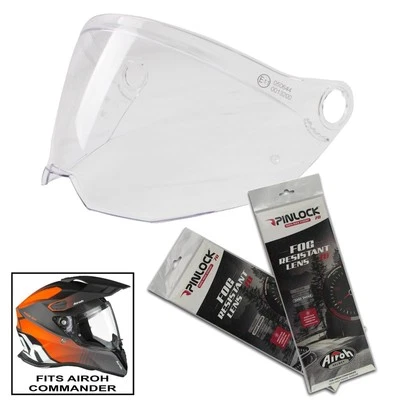 REPLACEMENT VISOR / FS PINLOCK AIROH COMMANDER CLEAR LIGHT OR DARK SMOKED