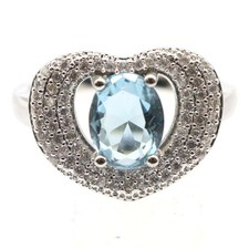 Luxury Long London Blue Topaz CZ Women Wedding Silver Rings 9.25