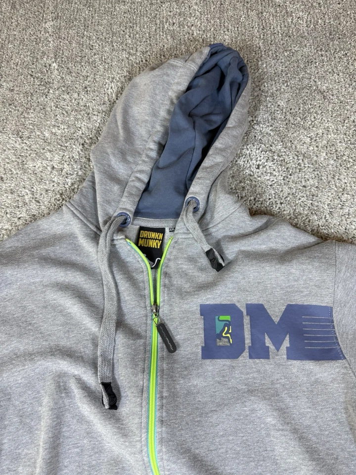 Drunknmunky vintage Hoodie Size XXL Gray Full Zip Drawstring - Image 4 of 4