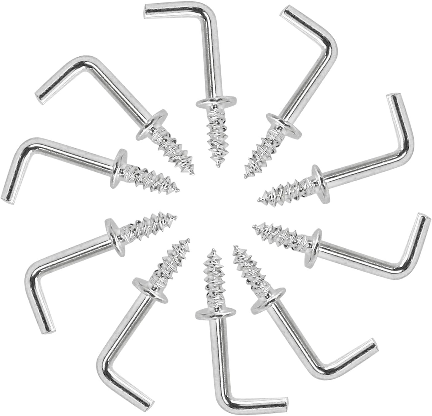 Biaungdo 100 Pack 3/4 L Shaped Hooks - Silver Mini Screw Hooks for Hanging