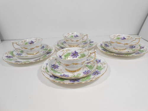 Vintage Royal Chelsea Bone China 3er Set Tasse/Untertasse/Dessertteller Set 12Ps England - Bild 1 von 13
