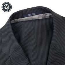 Mens 46 L Hart Schaffner Marx 1887 Charcoal Grey Mini Stripe Wool Suit Made USA