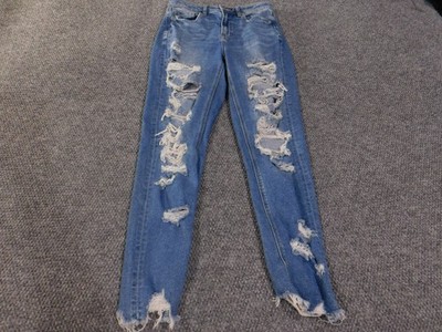 American Eagle Jeans Womens 4 Long Distressed Mom High Rise Ripped Denim Pants