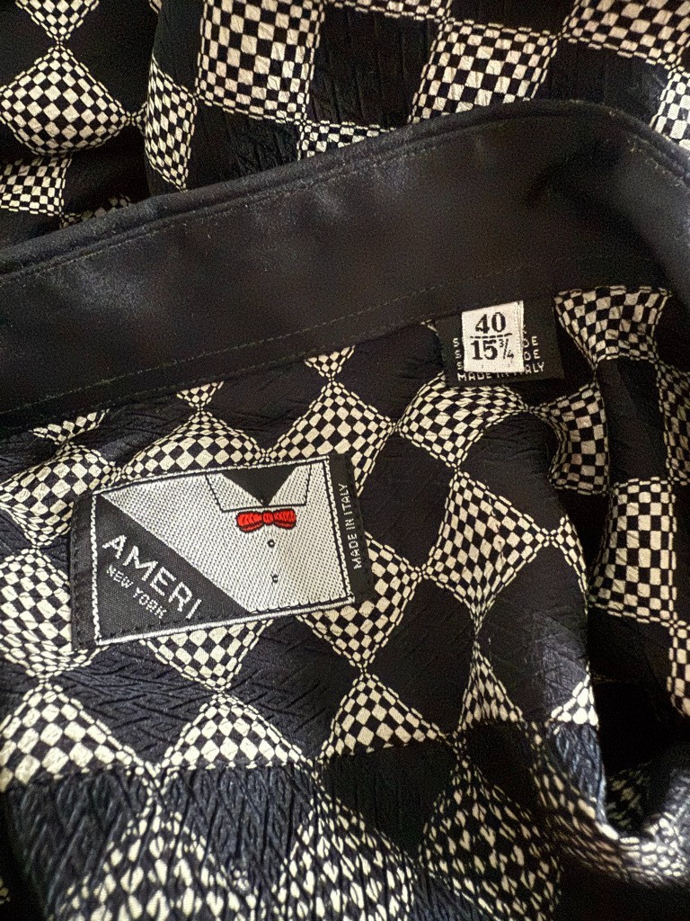 Vintage Ameri New York Silk Geometric Button Down… - image 5