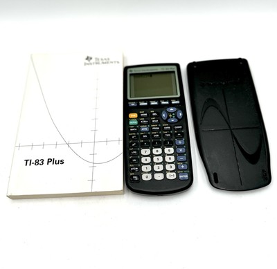 Texas Instruments TI-83 Plus Graphing Calculator w Cover & Manual Tested Work