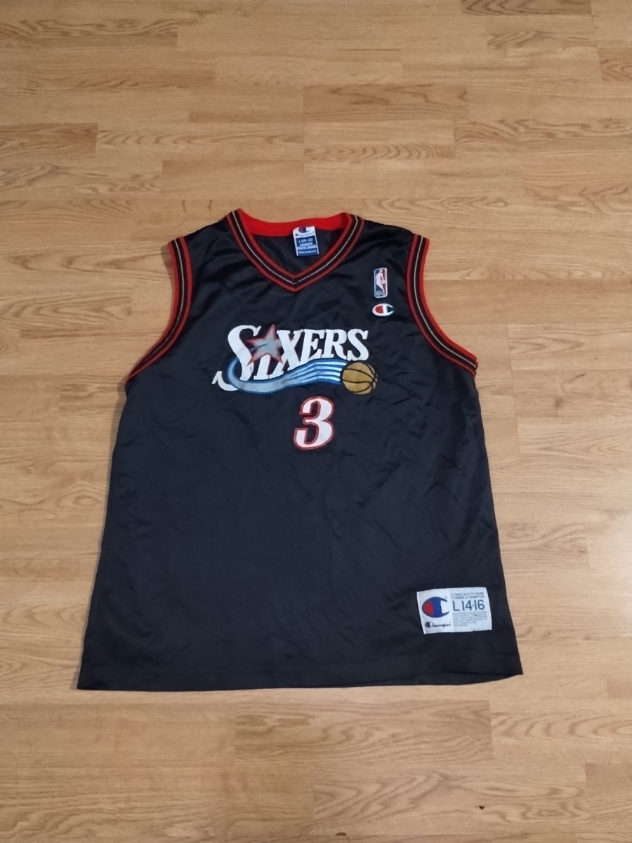 Champion NBA ユニフォーム Lサイズ Philadelphia 76ers Allen Iverson #3 Champion NBA Jersey Black