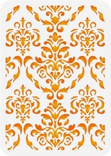 Damask Wall Stencil Template 11.7 x 8.3 Inch Reusable Plastic Art Stencil