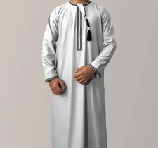 Ramadan Abaya Men Long Robe Jubba Thoub Thobe Kaftan Islamic Saudi Dishdasha New