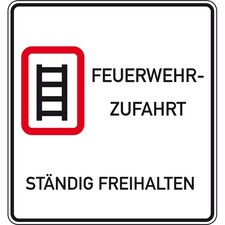 Hinweisschild Feuerwehr-Zufahrt freihalten Alu RA0 reflek. 500x500mm DIN67520