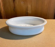 Vtg milk glass SOAP DISH ONLY fit JL Mott/Brasscrafters+,prong wall holder cup B