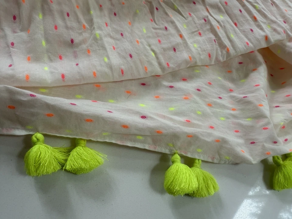 J.Crew Infinity Pom Pom Algodón Bufanda Ligera Verano - Usado en Excelente Condición Foto 2 de 4