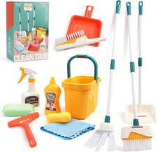 Detachable Kids Cleaning Toy Set - Broom, Mop, Dustpan, Brush, Rag Play, Houseke