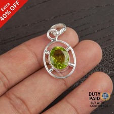 August PERIDOT Stone Sterling Silver Anniversary Mother Birthday Pendant Jewelry