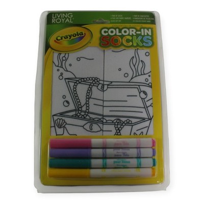 Crayola Color-In Socks Unisex Kids ONE SIZE Treasure Chest Craft Kit Markers