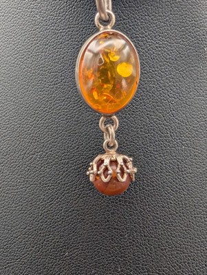 Vintage Sterlingsilber Baltischer Bernstein Hänger Anhänger Cognac Honig Flitter 3,16 g