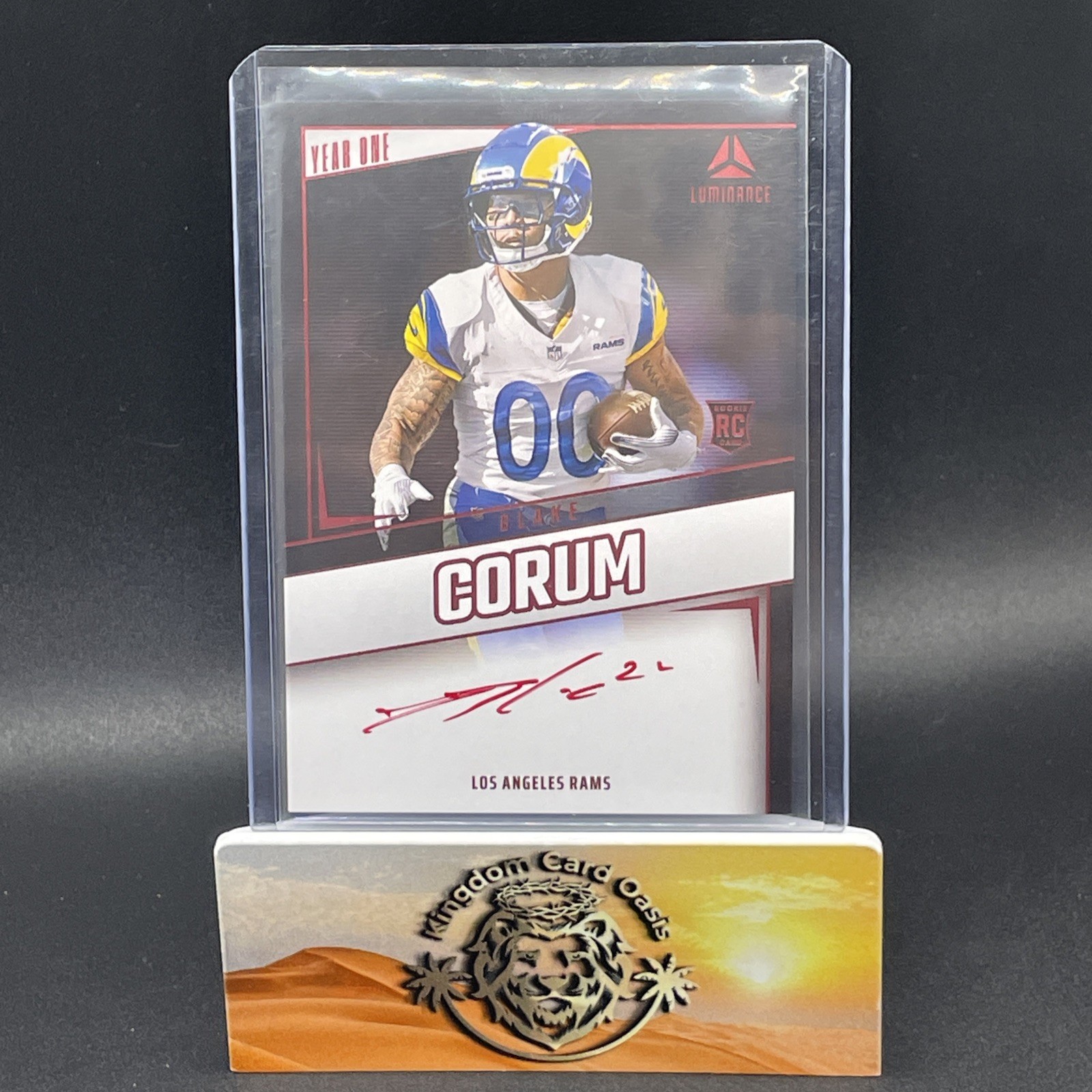 💥2024 Panini Luminance Blake Corum Year One Signatures RPS RC Red Auto #YOS-BCM