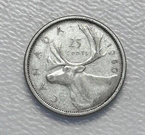 1960 - Canada 25 Cents/Quarter - 0.800 Silver Coin