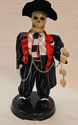 Vintage Gemmy Animated Singing Dancing Gangster Zoot Suit Skeleton- TESTED 