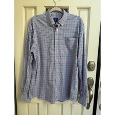 Johnnie O Prep Performance Long Sleeve Gingham Button Down Shirt Mens Size Large