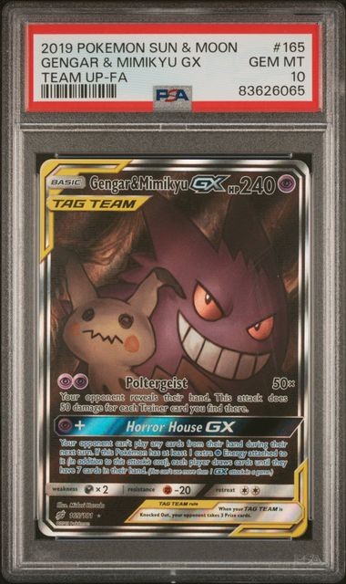 Pokemon Gengar & Mimikyu GX Team Up Full Alt Art #165 PSA 10 Gem Mint