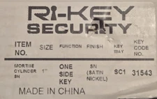 Ri-Key Security Mortise Cylinder Lock Satin Nickel SC1