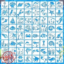 64 Pcs Sea Life Stencils for Painting Wood Wall Fabric Crafts