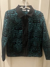 Vintage blazer/jacket Draper  Damon green floral womens Sz large EUC
