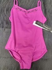 DanzNMotion Pink Leotard Sweetheart Neckline Lace Overlay Front Back SZ 6x-7C