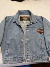 Harley Davidson Biker Blue Light Wash Denim Jean Jacket Size 8/10 Child