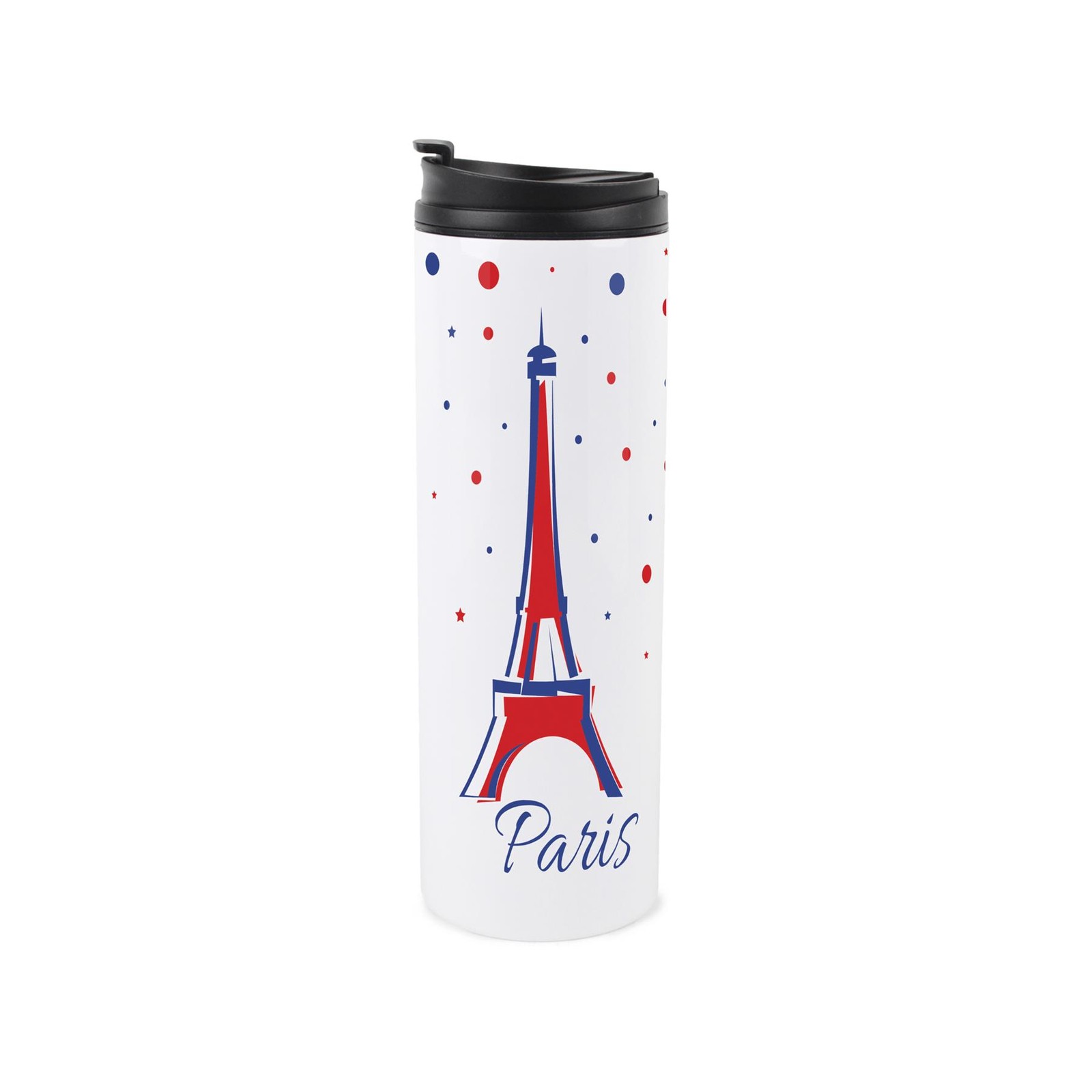 Abstract Eiffel Tower Travel Mug - Paris Souvenir Reusable Stainless Steel Flask