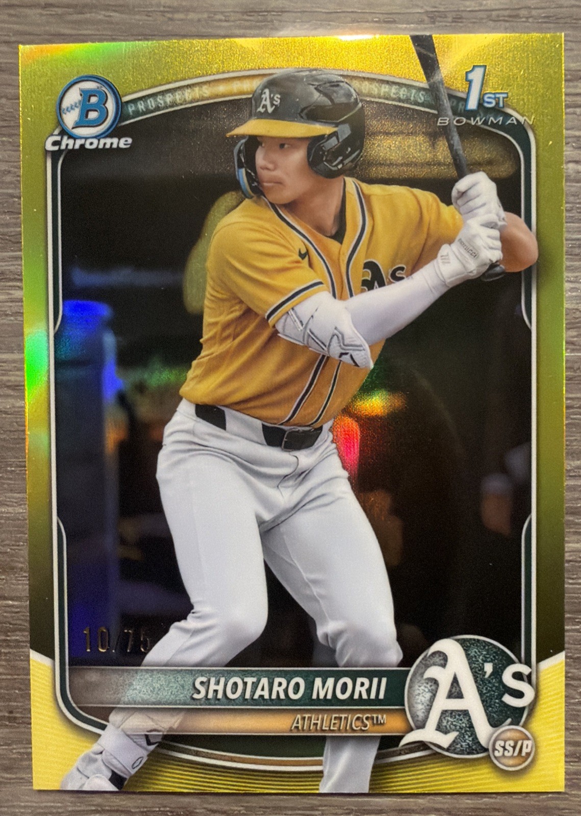 2025 Bowman Chrome Shotaro Morii Bowman 1st True Yellow Color Match 10/75