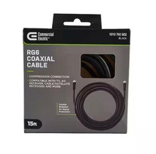 Commercial Electric 15 ft. Black 18-Gauge RG6 Coaxial Cable