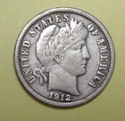 US Silver Coin 1912 BARBER DIME Full LIBERTY