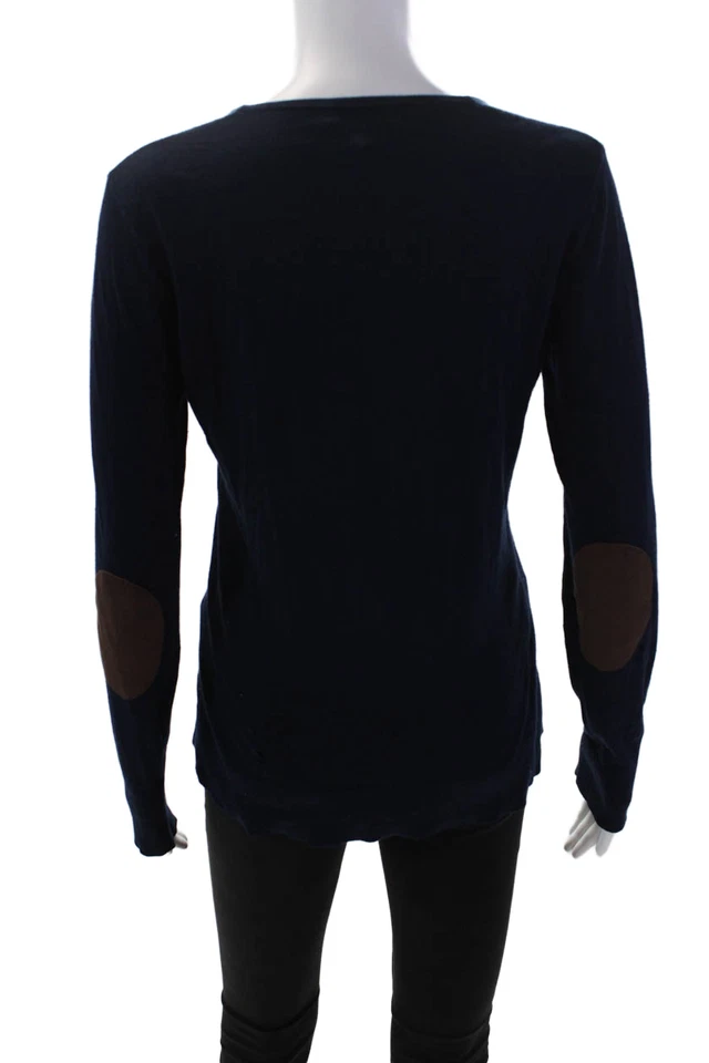 Свитер женский Barneys New York шелк длинные рукава V-образный вырез темно-синий размер средний - Изображение 3 из 4